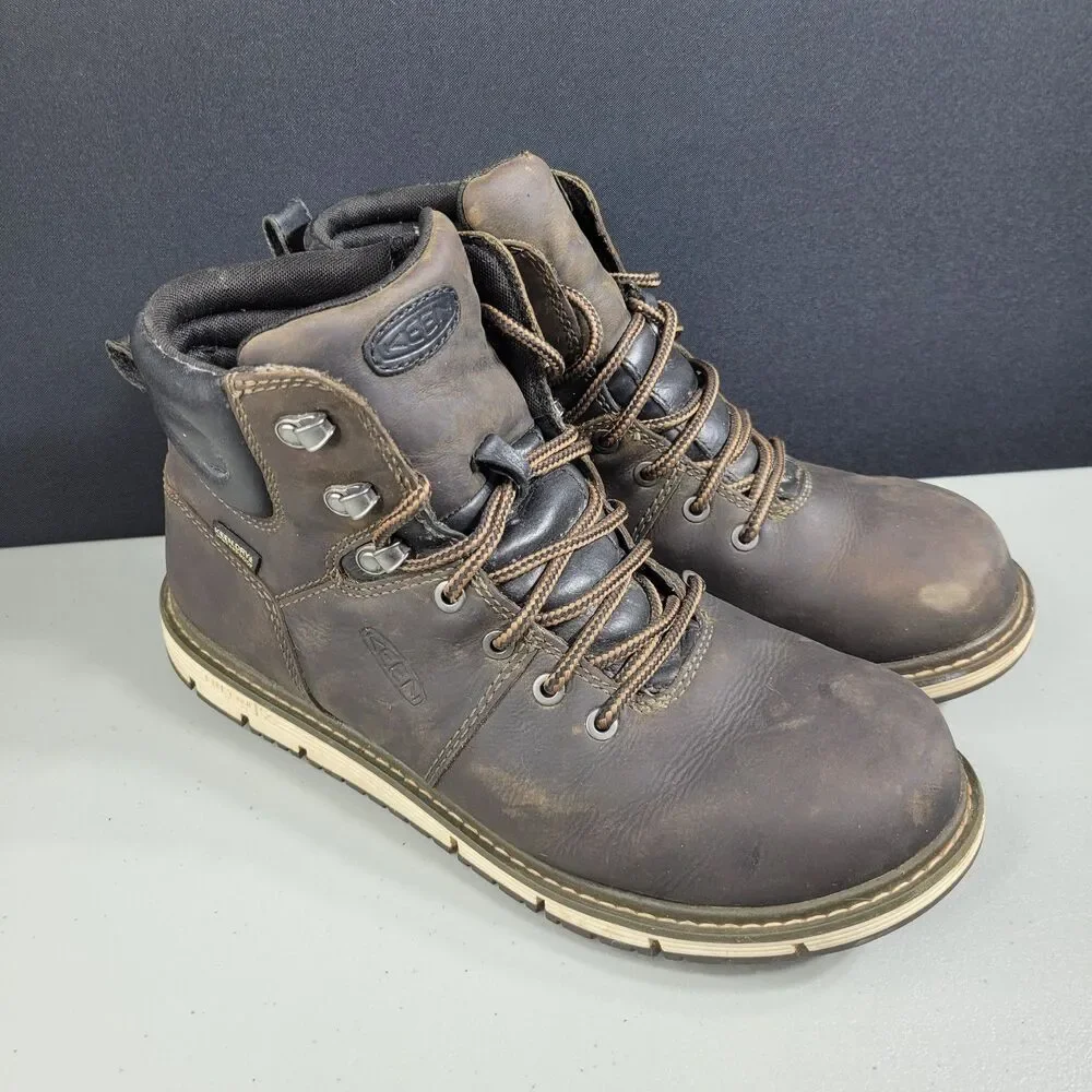 Keen Akron Utility Work Boots Mens Size 9 Waterproof Leather Slip Resistant